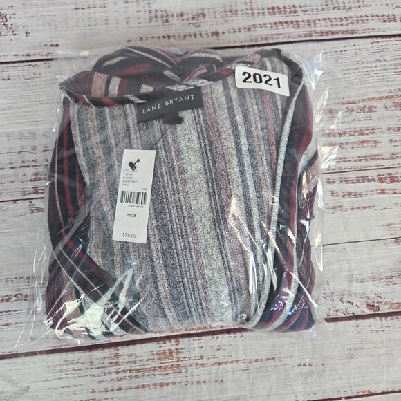 Lane Bryant Faux Wrap Asymmetrical Stretch Dress 26/28 Red Pink Casual Party NWT - Picture 12 of 12